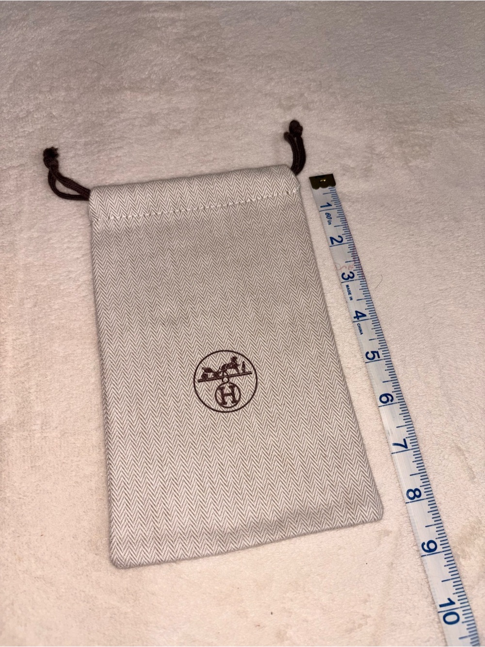 Hermes Beige Drawstring Dust Bag with Brown Logo